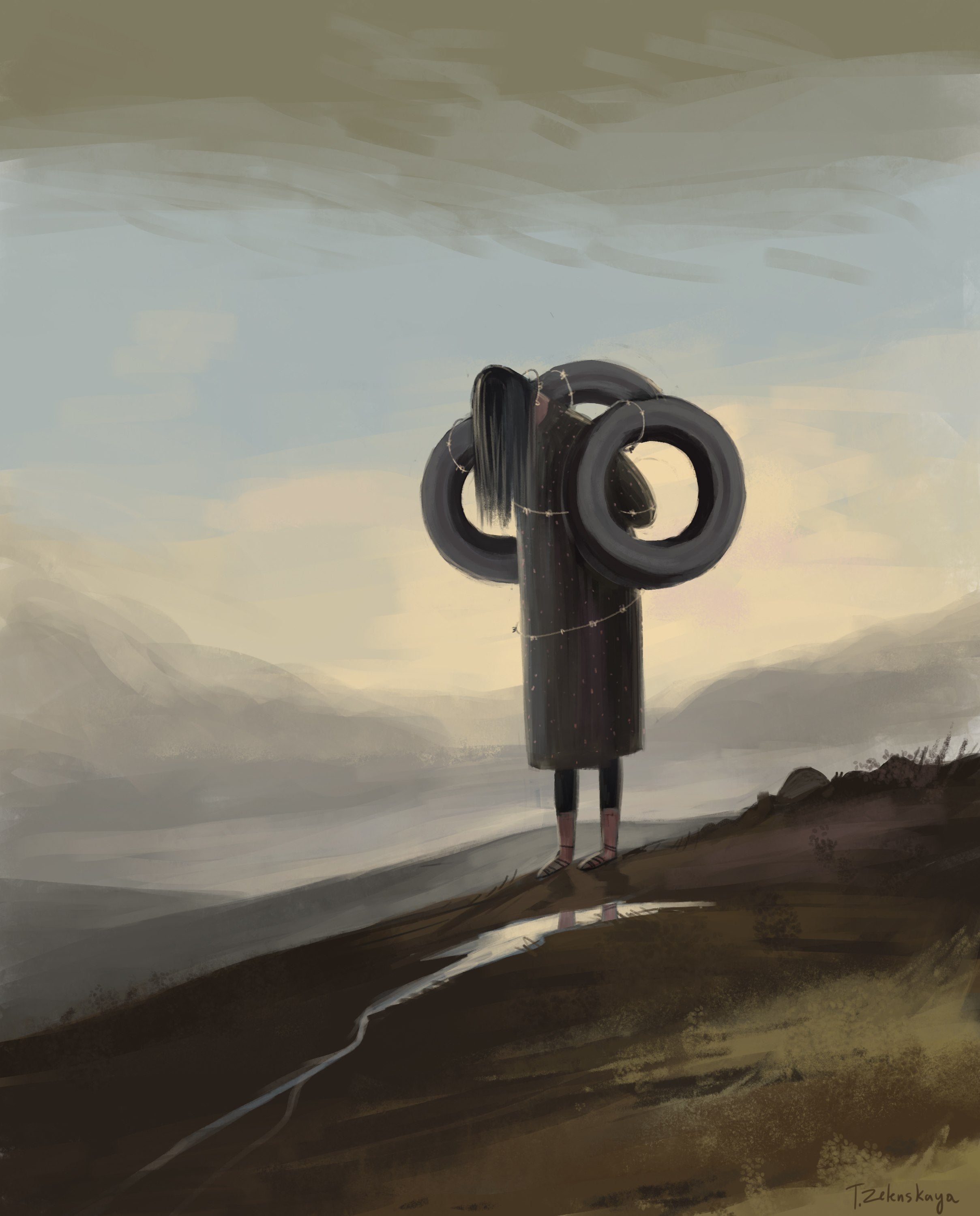 Художественная иллюстрация о бытовом насилии в Кыргызстане.