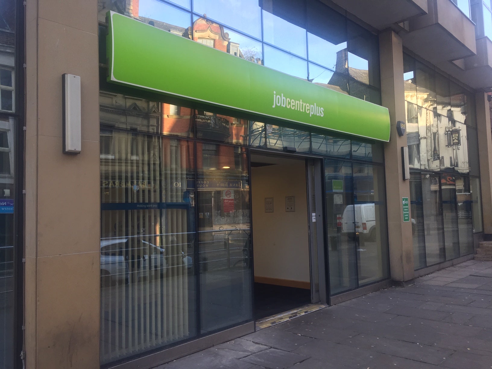 A branch of the UK employment social security agency where claimants seek assistance with their benefits, Newcastle, March 4, 2020.