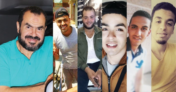 من اليسار إلى اليمين: الدكتور صلاح سلطان، أحمد سلطان، محمود سلطان، حمزة سلطان، مصطفى سلطان وإسماعيل سلطان. 