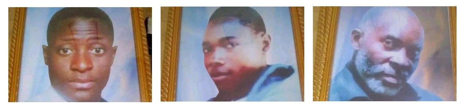 De gauche à droite : les membres du parti politique UDPS Héritier Mpiana, Mardoché Matanda et Dodo Ntumba. Leurs corps ont été retrouvés dans la rivière Lubumbashi en RD Congo quelques jours après une manifestation politique qui a eu lieu le 9 juillet 2020.