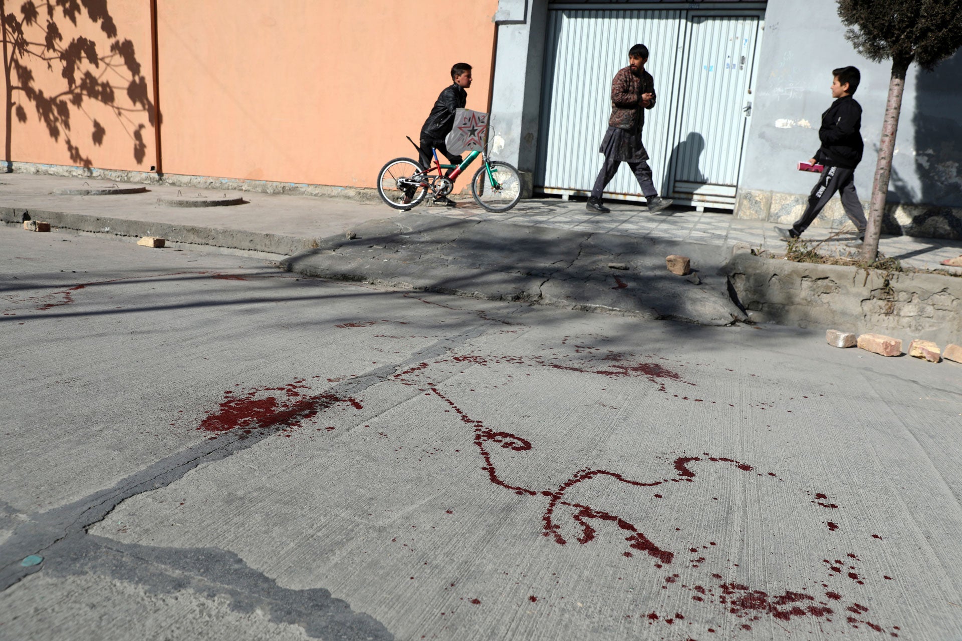 Kabul street where gunmen fatally shot two women judges who worked for Afghanistan's high court, and wounded their driver, January 17, 2021. 