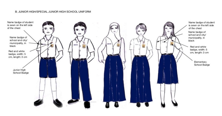 An illustration of the school dress code for boys and girls