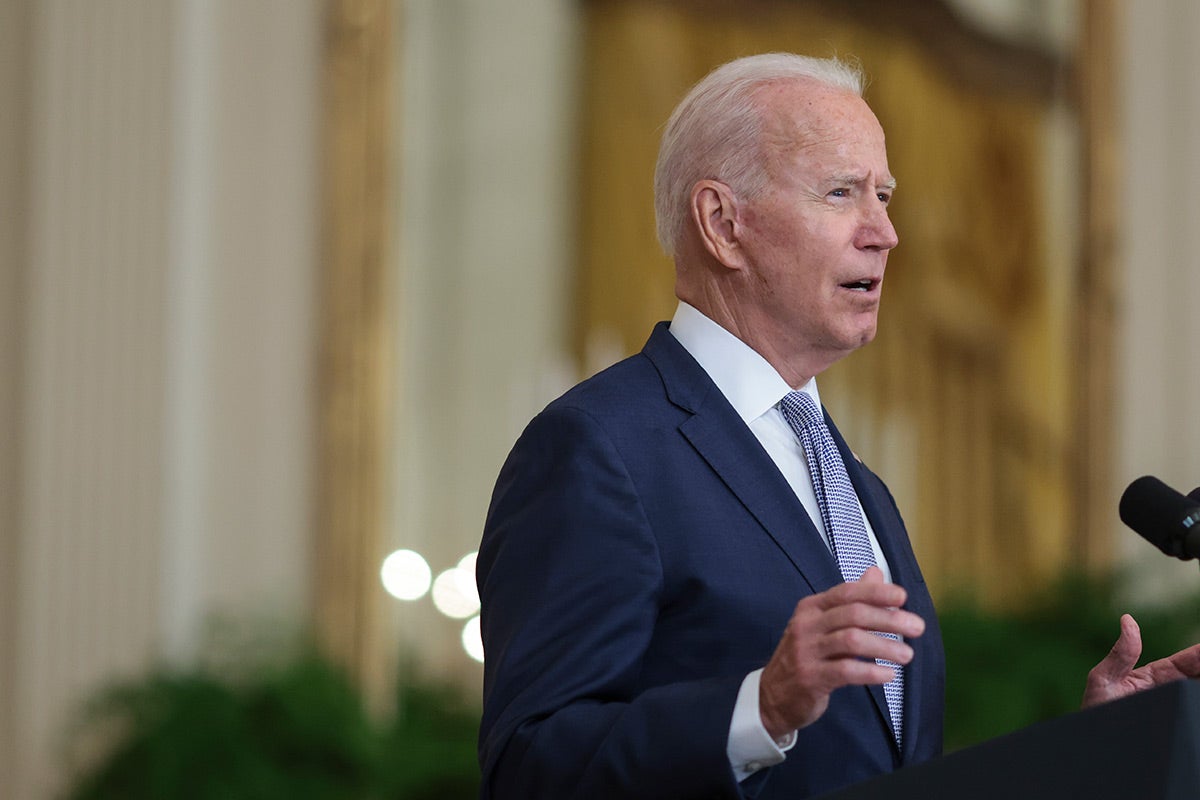 US President Joe Biden speaks on how his Build Back Better agenda will lower prescription drug prices, in the East Room of the White House in Washington, DC, on August 12, 2021.