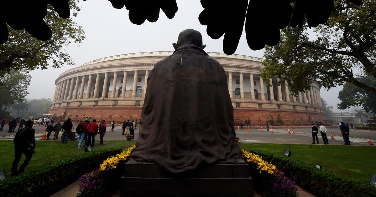 The Parliament building in New Delhi.