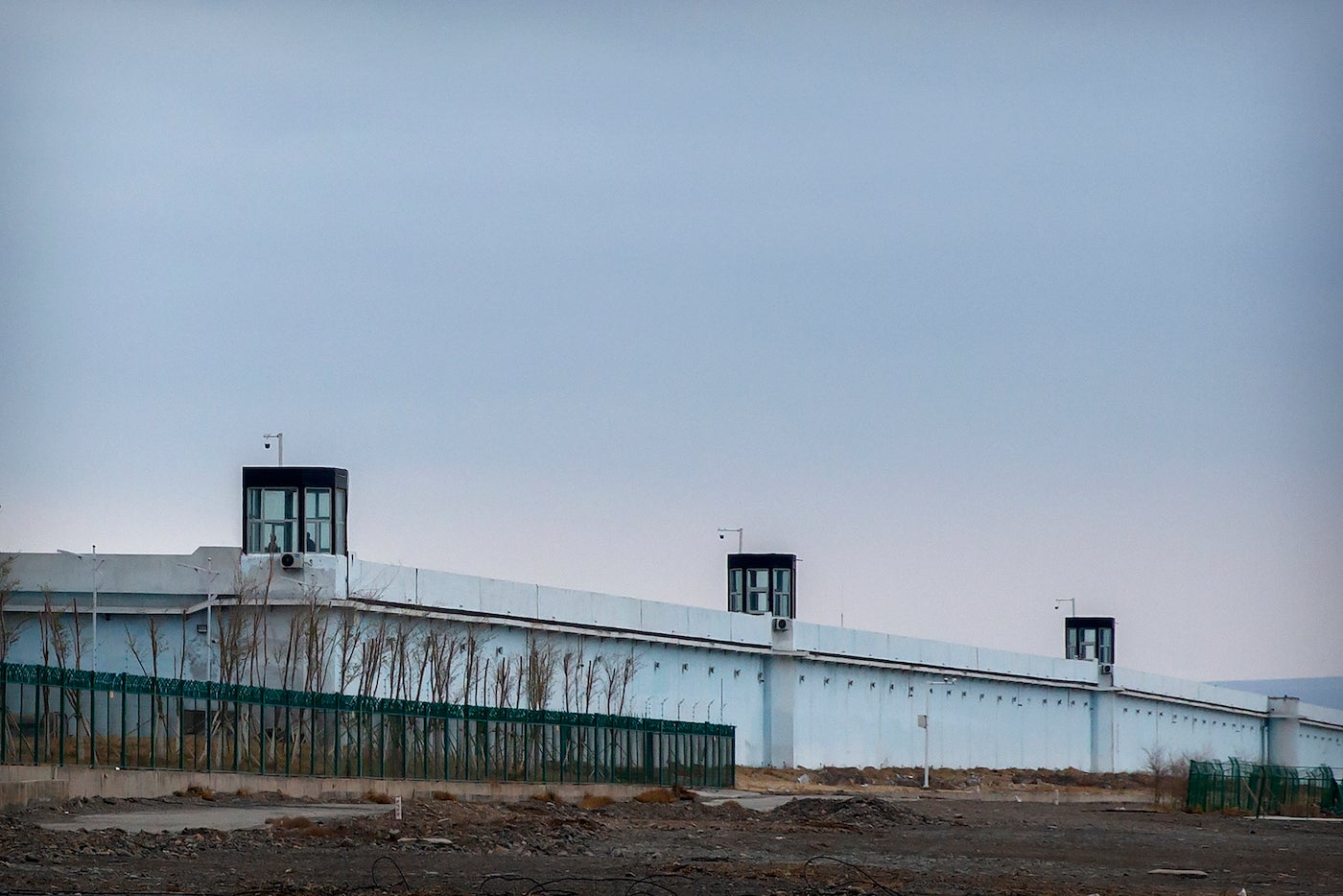 The perimeter wall of the Urumqi No. 3 Detention Center in Dabancheng.