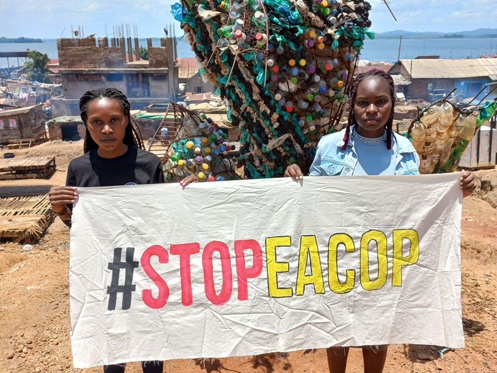 Fridays for Future Uganda activists Hilda Flavia Nakabuye and Patience Nabukalu in Kampala, Uganda. 