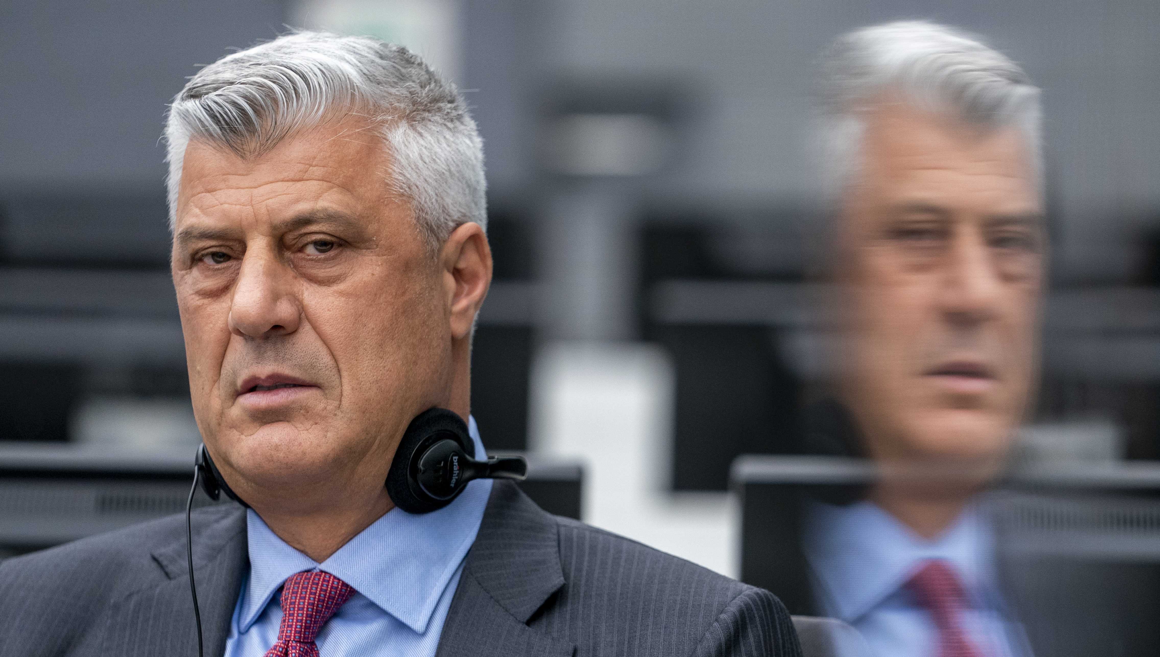 Ish-presidenti i Kosovës Hashim Thaçi në Dhomat e Specializuara të Kosovës në Hagë më 9 nëntor të vitit 2020.
