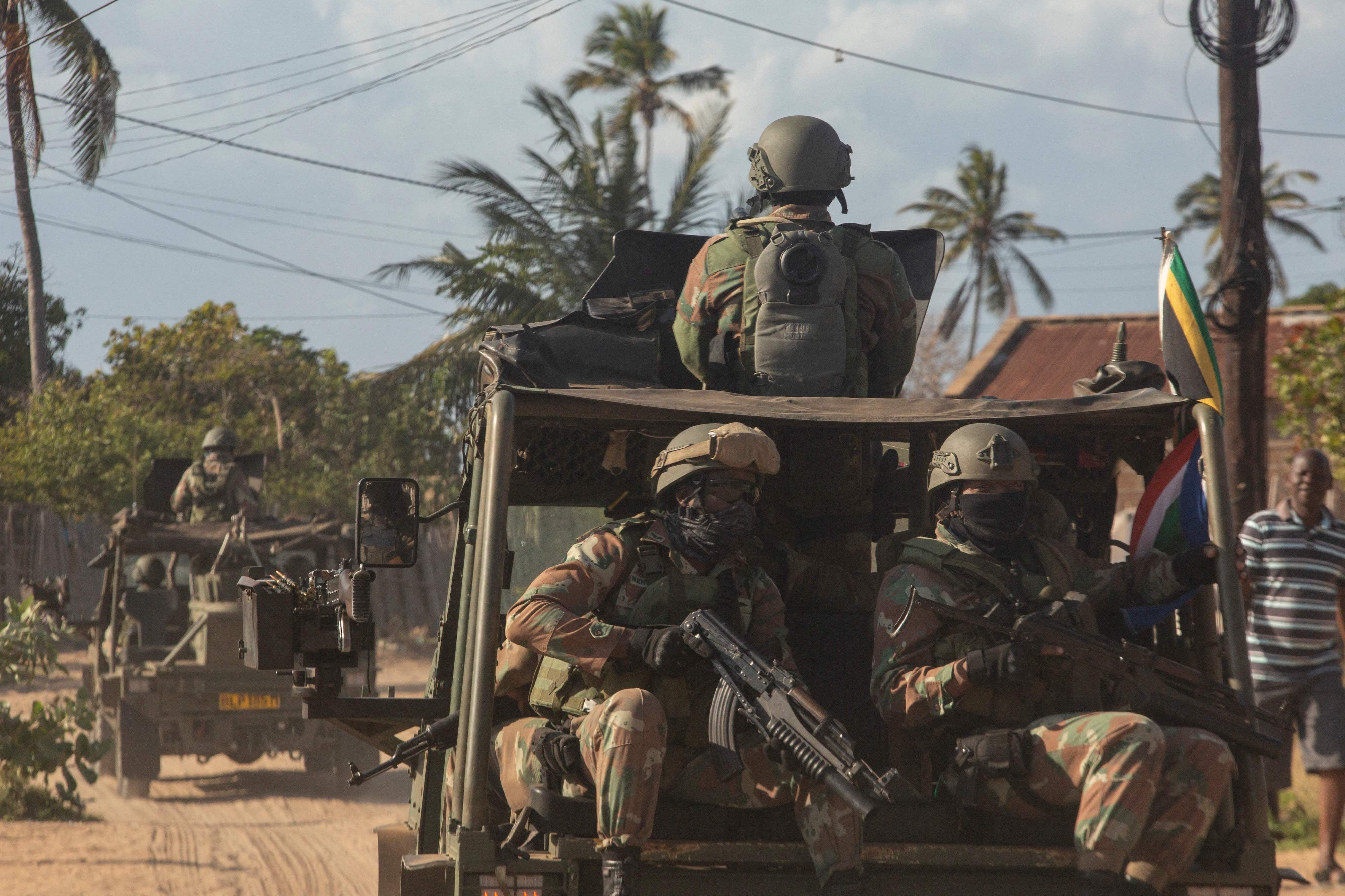 A military convoy of South Africa National Defence Forces in Pemba, Mozambique, August 5, 2021.