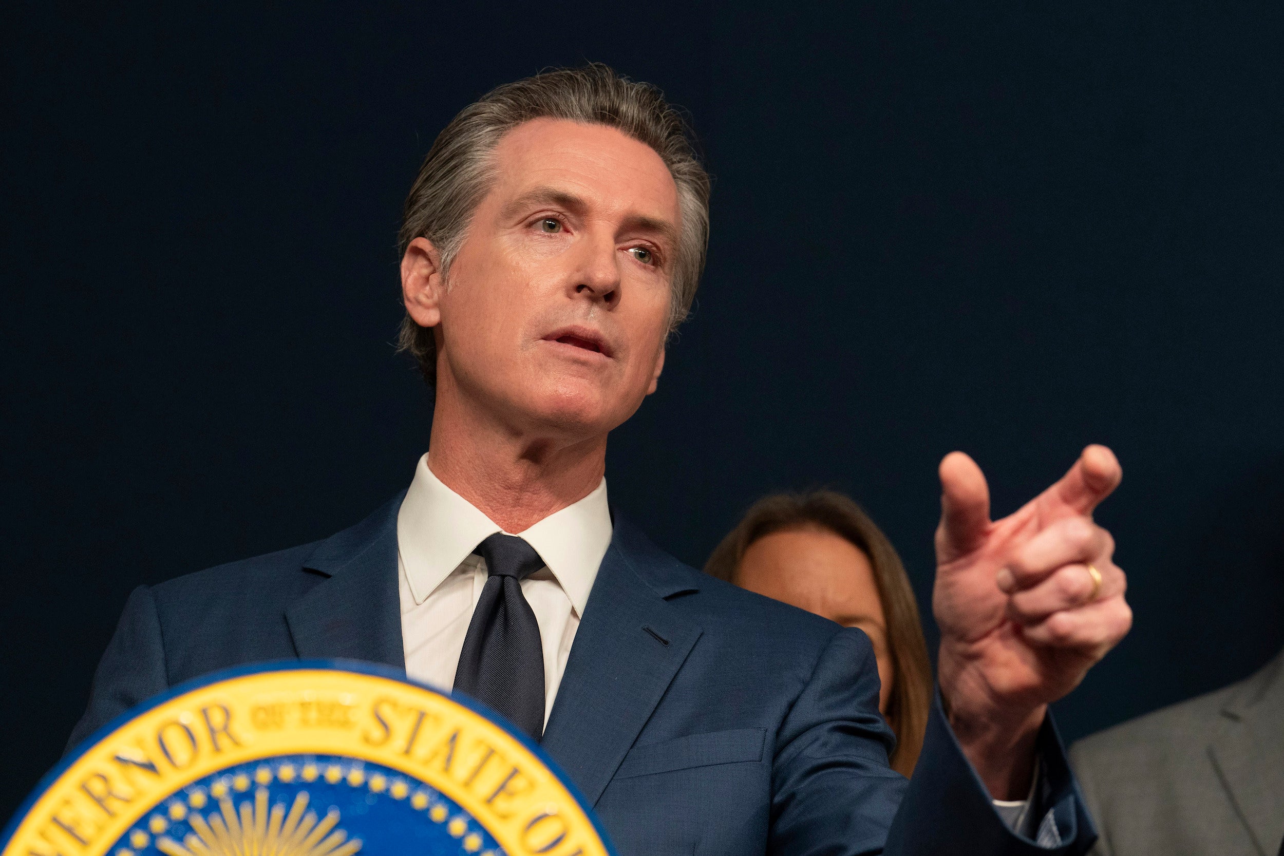 California Governor Gavin Newsom speaks during a news conference in Sacramento, California, September 26, 2023.