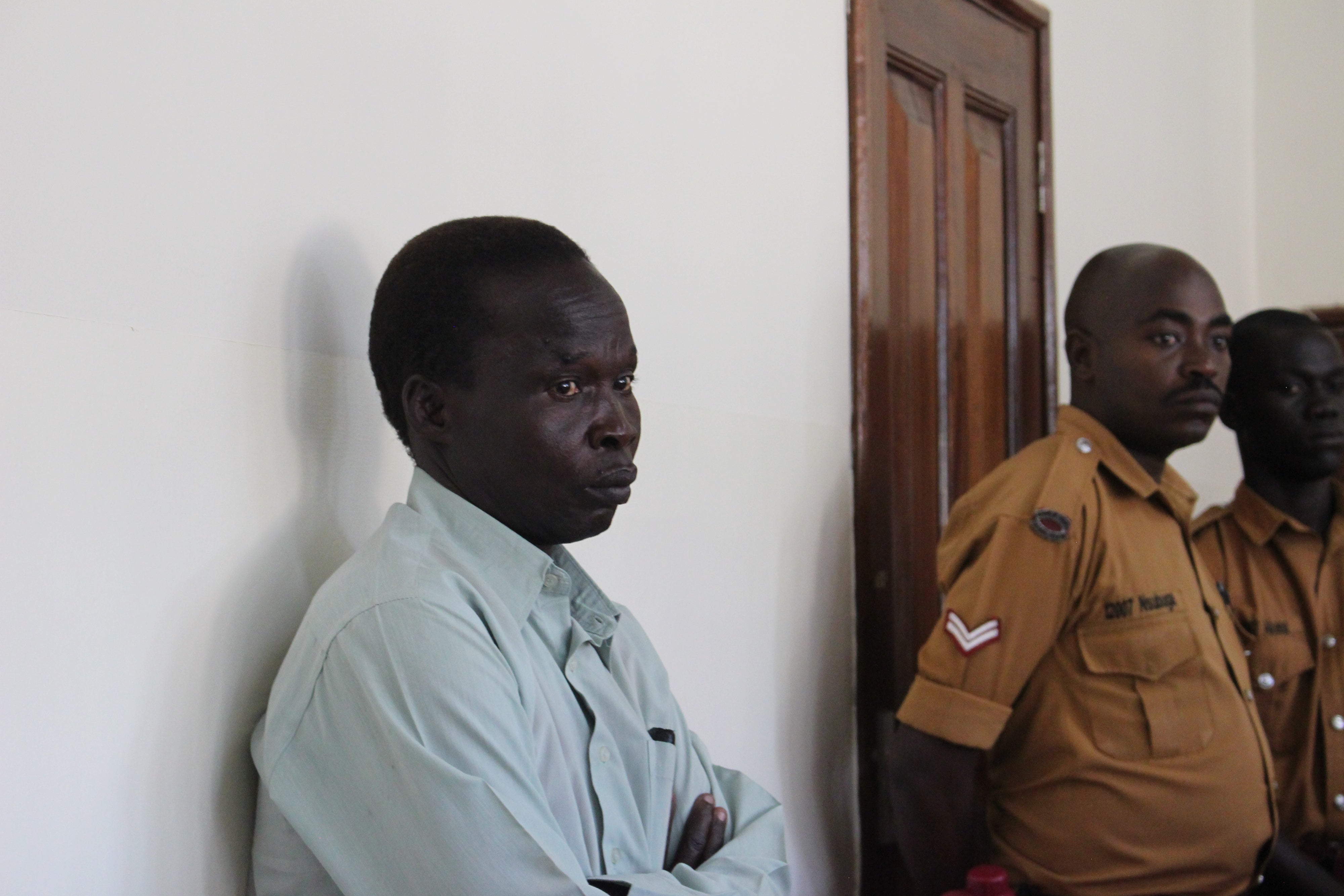 Thomas Kwoyelo at the opening of his trial at the International Crimes Division of the High Court in Gulu, Uganda on September 24, 2018.