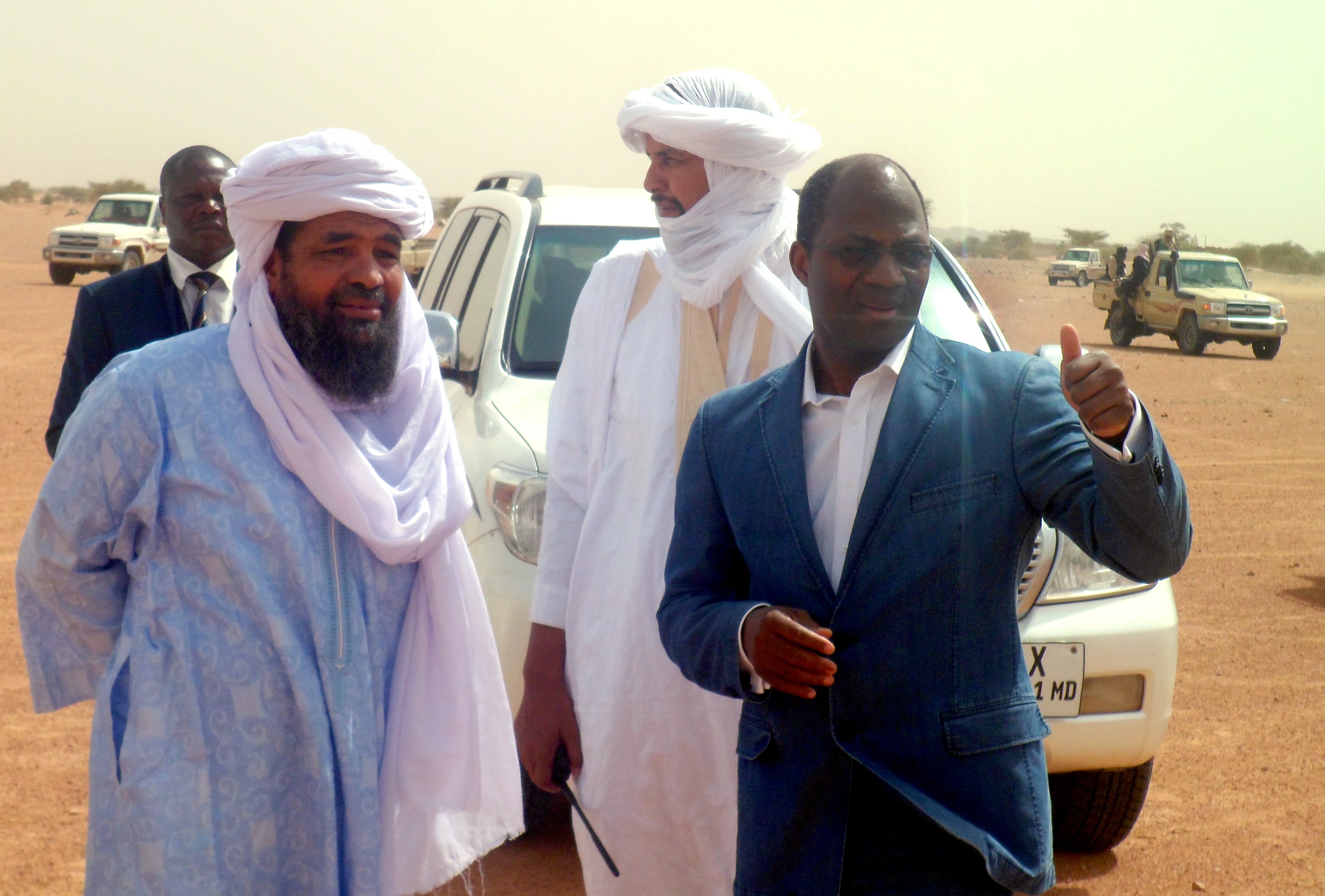 Iyad Ag Ghaly, left, with Djibrille Bassole.