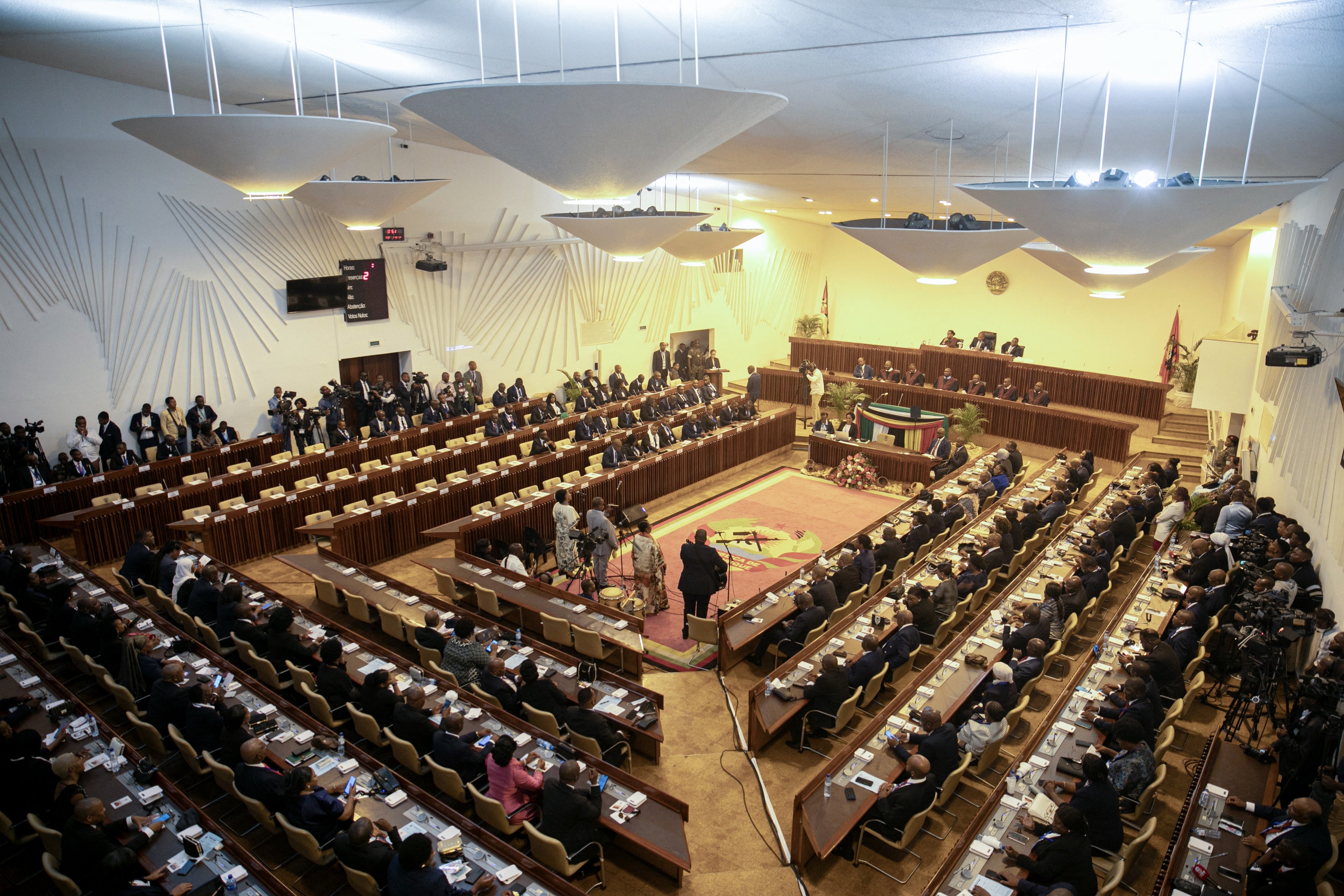 New members of the Mozambique parliament are sworn in at the National Assembly in Maputo, January 13, 2025.