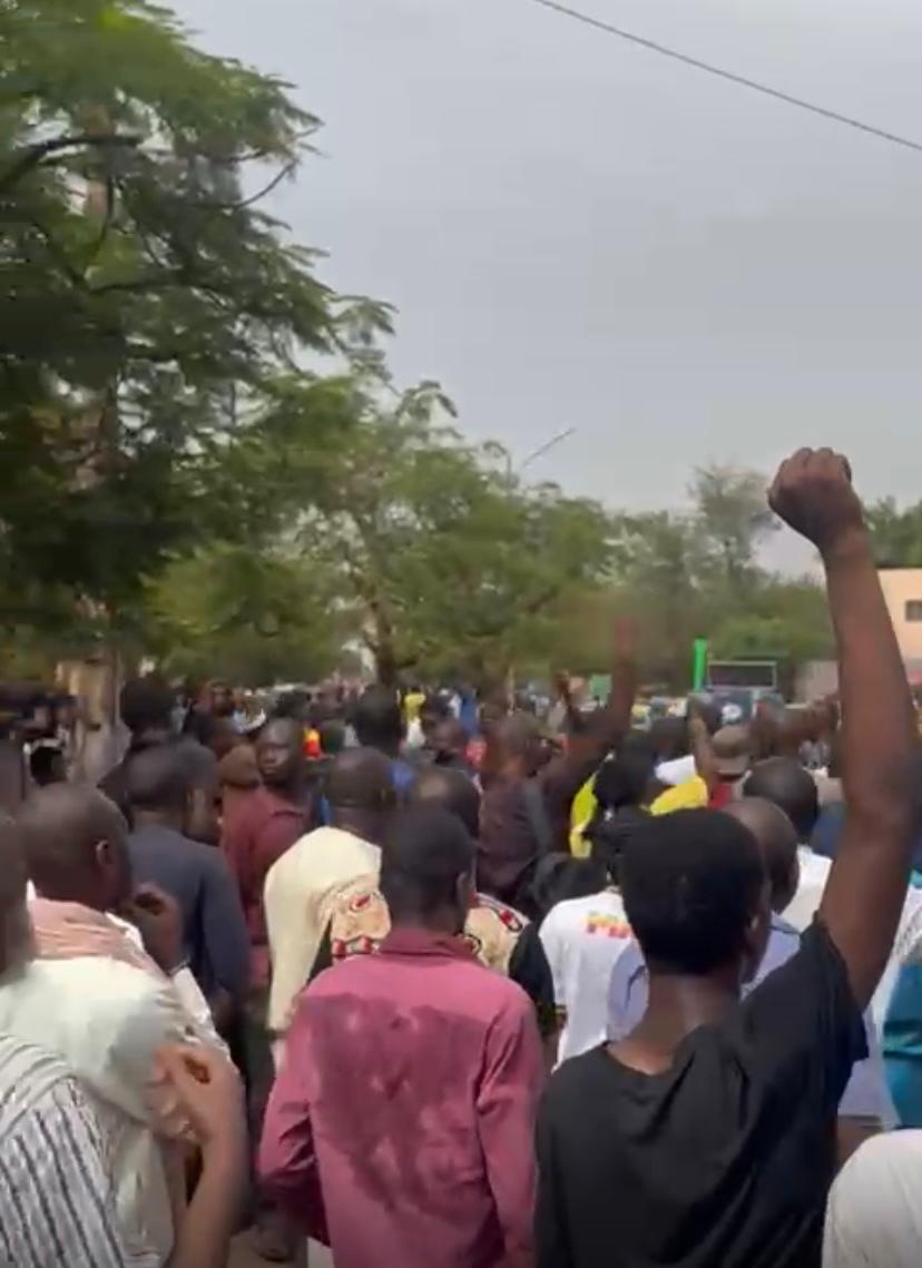 People protesting in Bamako, Mali.