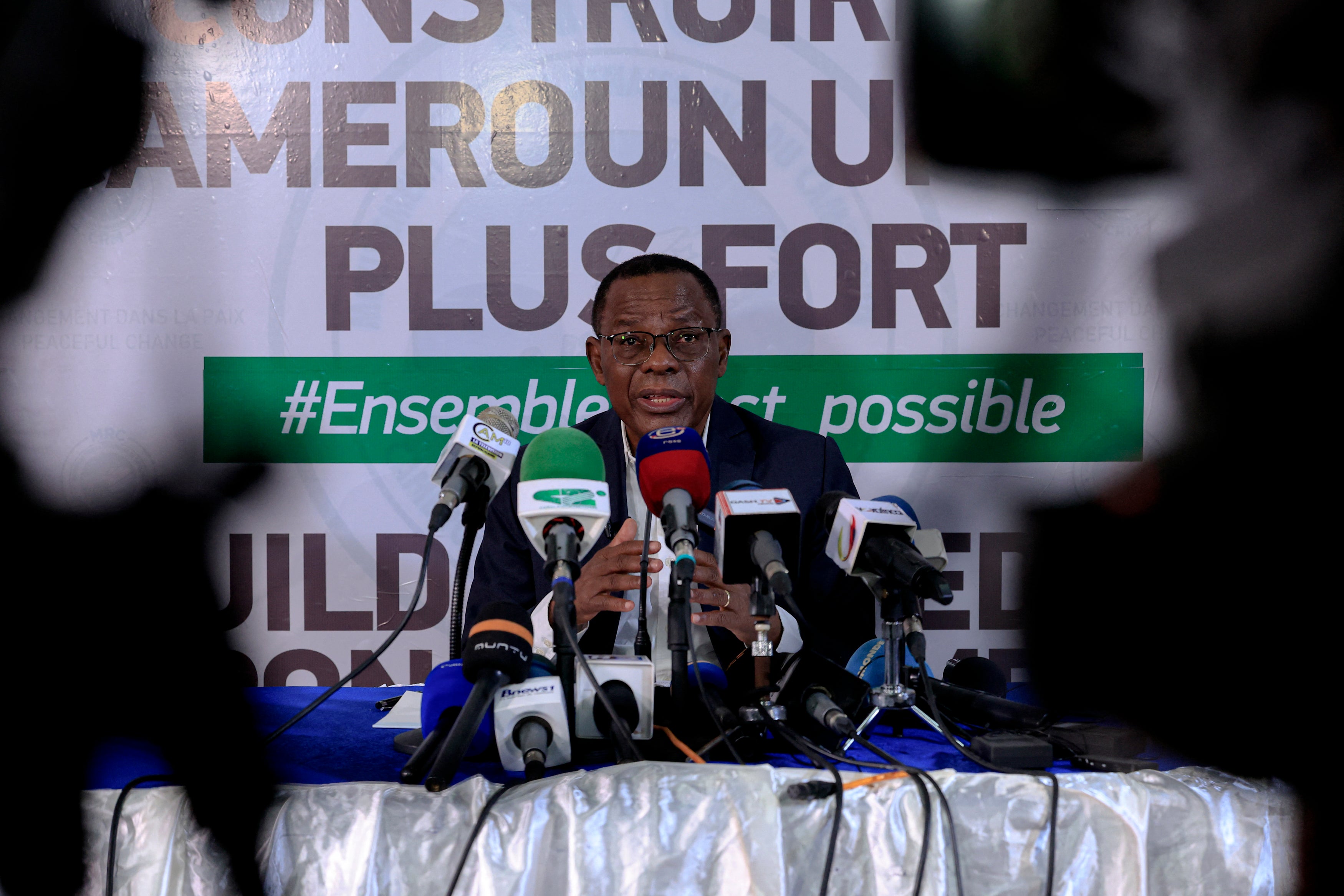 Cameroonian politician Maurice Kamto speaks in press conferencer
