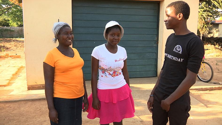 Justine and two of her children. 