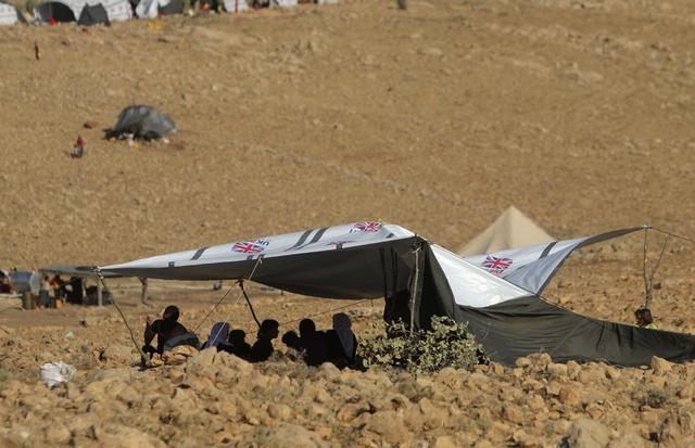 Displaced Yezidis take shelter on Mount Sinjar. August 14, 2014.