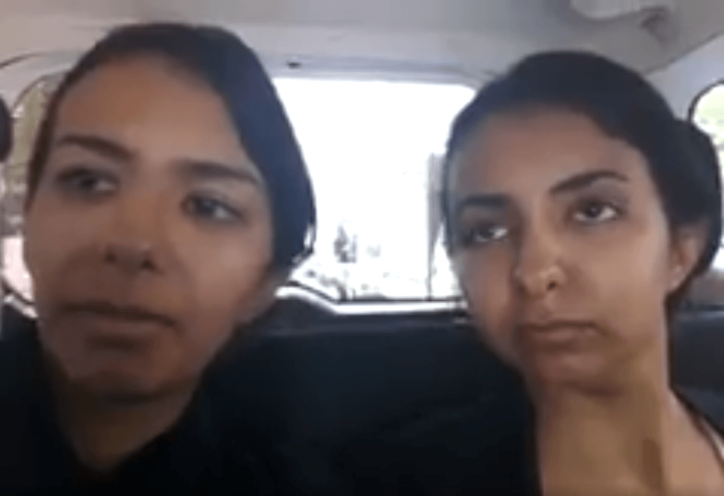 Ashwaq Hamoud and Areej Hamoud, in still from video, fled Saudi Arabia in late February to Turkey to escape abuse from male family members.