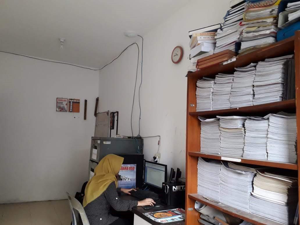 The newsroom of student website Suara USU at the North Sumatra University in Medan, which is facing closure. University President Runtung Sitepu ordered the newsroom to be shut down and the office to be vacated in 48 hours on March 27, 2019 after the webs