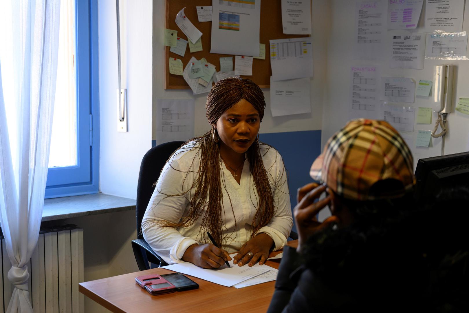 Progetto Integrazione Accoglienza Migranti (PIAM) co-founder, Inyang Okokon, who was trafficked to Turin from Nigeria in 1999.