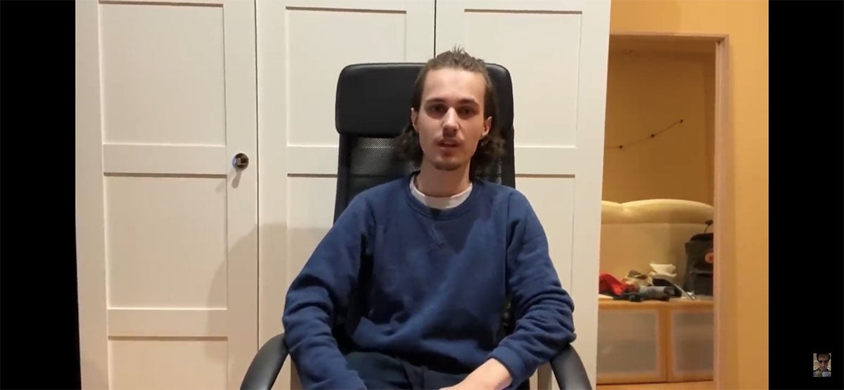 Screenshot from the video Alexander Dolgopolov recorded to comment on police inquiry. 