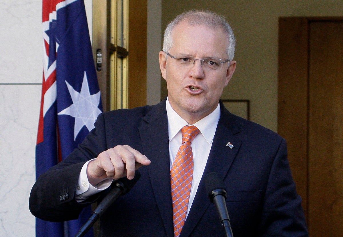  In this Feb. 13, 2019, file photo Australian Prime Minister Scott Morrison addresses media at Parliament House in Canberra.
