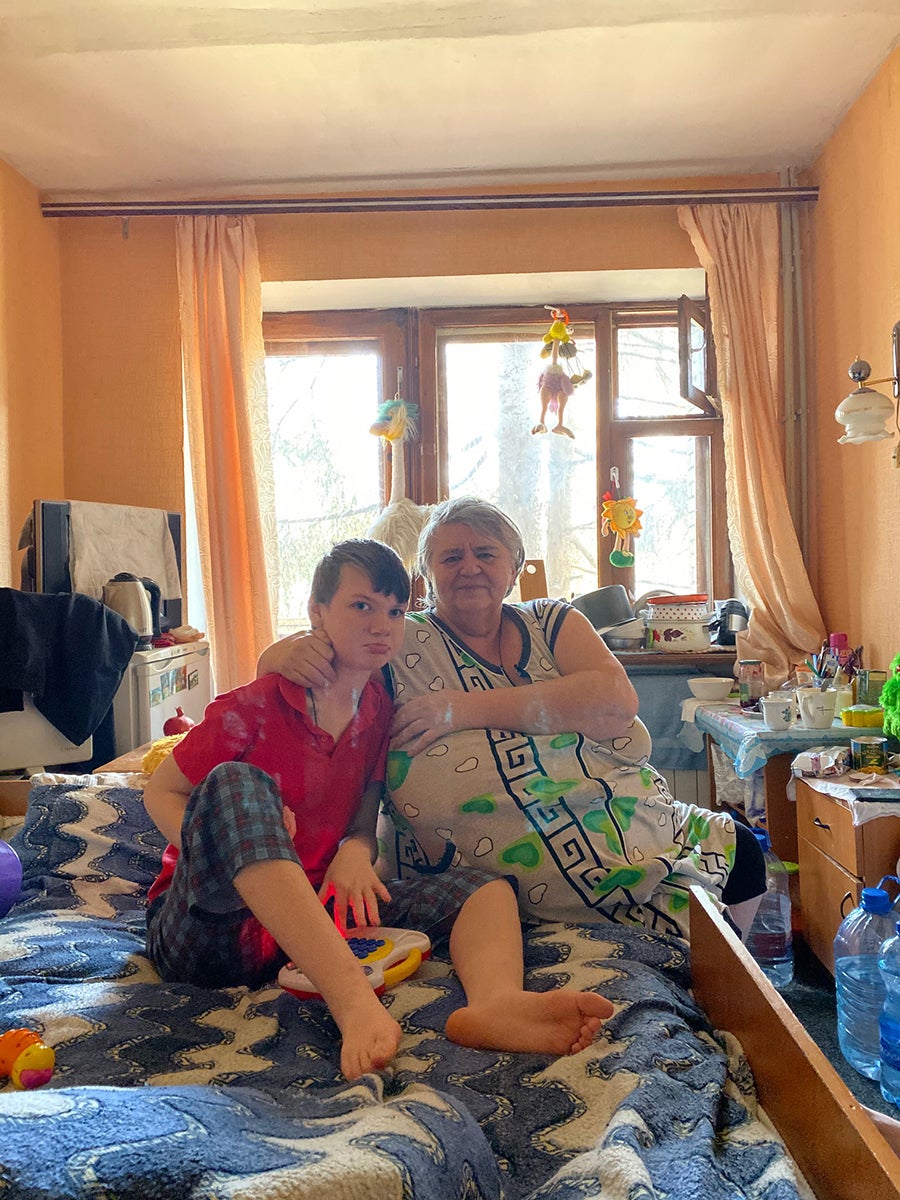 Elena Mikhailovna, 66, and Varya, 11 Sviati Hory, October 2019.