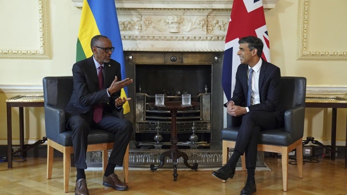 President of Rwanda Paul Kagame and Prime Minister Rishi Sunak in London, UK, May 4, 2023.
