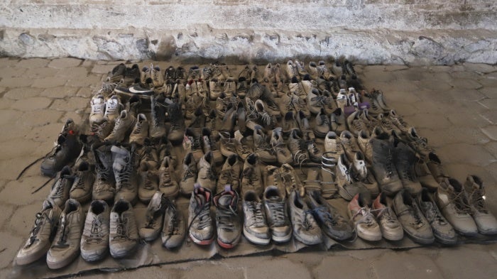 Shoes at the Izaguirre Ranch where skeletal remains were also discovered in the municipality of Teuchitlan, Mexico, March 11, 2025.