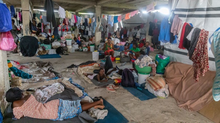 Children live in makeshift sites as growing insecurity, particularly in the capital, is forcing families to flee their former shelters in Port-au-Prince, Haiti on April 16, 2025. 