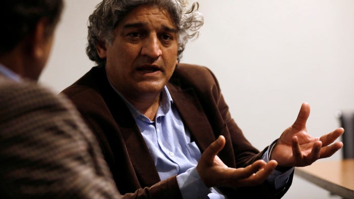 Journalist Matiullah Jan during an interview at his office in Islamabad, Pakistan, March 13, 2019.