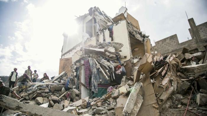 Saudi-led coalition aircraft struck three apartment buildings in Sanaa on August 25, 2017, killing at least 16 civilians, including seven children, and wounding another 17, including eight children. After an international outcry, the coalition admitted to