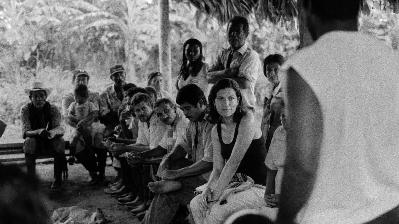 Maria McFarland Sánchez-Moreno at a community meeting in Curvaradó, Chocó, 2009
