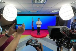 Incoming Philippines President Ferdinand Marcos Jr. speaks to reporters