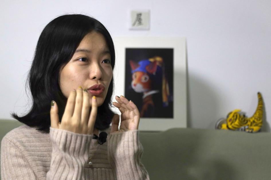 Screenwriter Zhou Xiaoxuan speaks during an interview with the Associated Press at her home in Beijing, China, on January 16, 2019, detailing her involvement in China's #MeToo movement. 