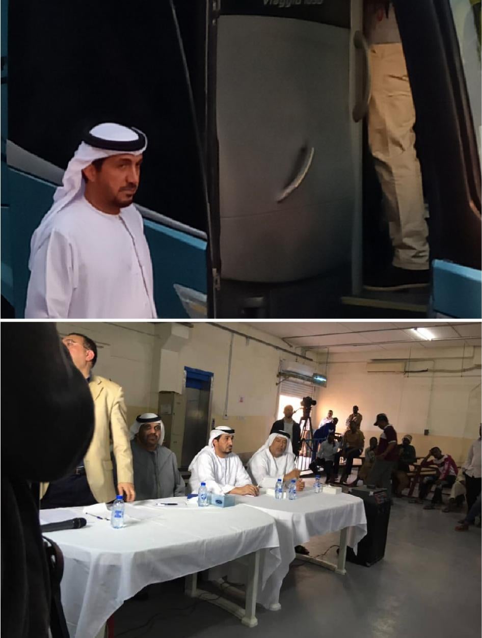 A collage of two images showing the same man attending a meeting