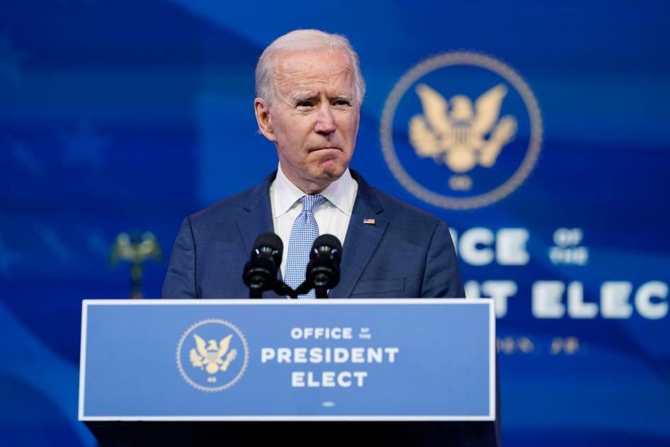 President-elect Joe Biden speaks at The Queen theater in Wilmington, Delaware, January 6, 2021. 