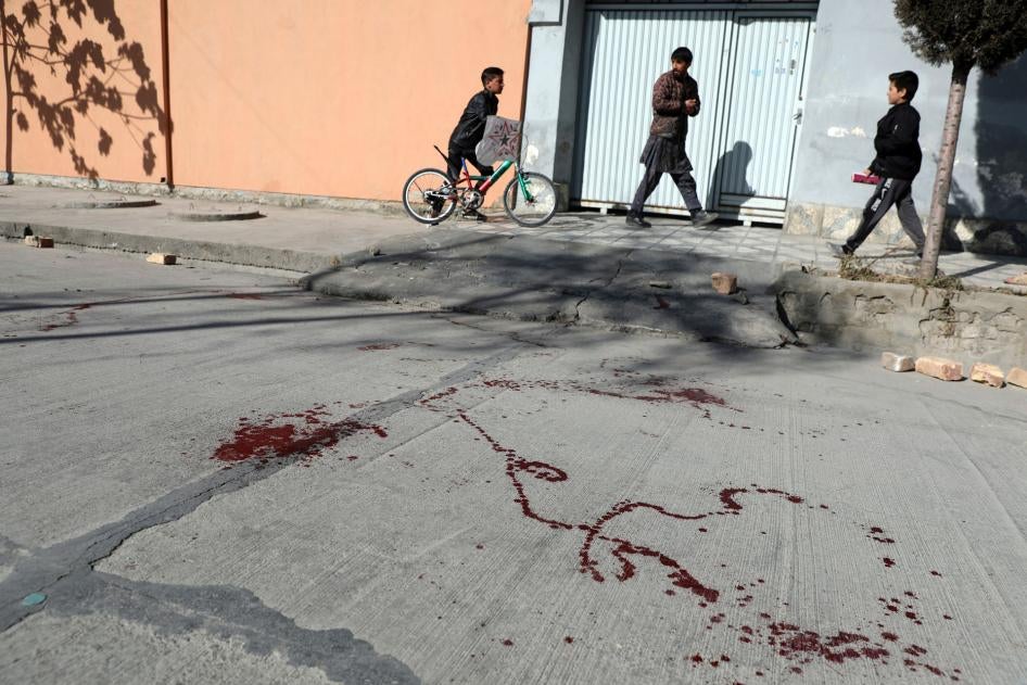 Kabul street where gunmen fatally shot two women judges who worked for Afghanistan's high court, and wounded their driver, January 17, 2021. 
