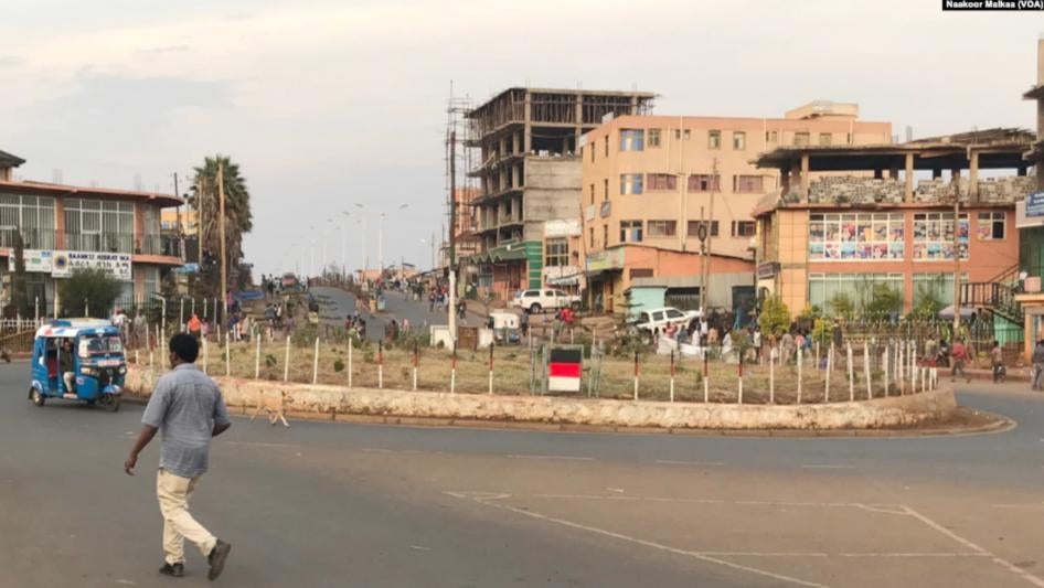 Roundabout at site of Amanuel Wondimu's execution on May 11, 2021, in Dembi Dollo town, Oromia, Ethiopia. 