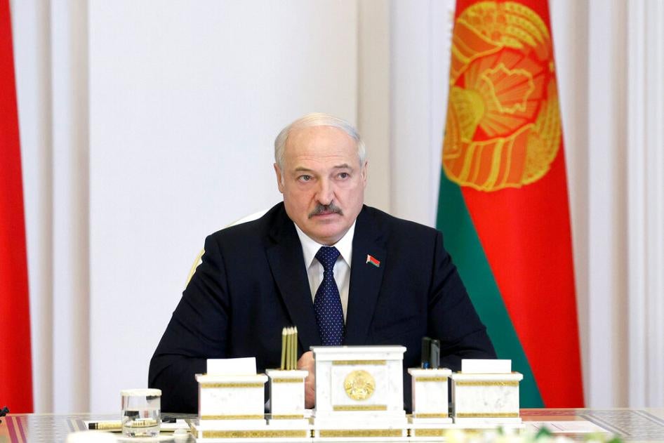 Belarus President Alexander Lukashenko speaks during a cabinet meeting in Minsk, Belarus, Friday, July 23, 2021, announcing a "purge" on civil society. 