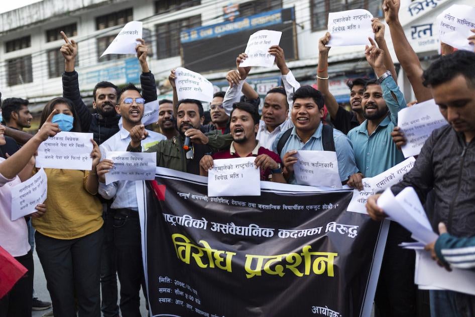Student activists protest against President Bidya Bhandari’s unwillingness to endorse the Citizenship Bill that was passed by parliament.