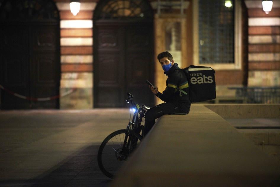Uber Delivery Biker Waits