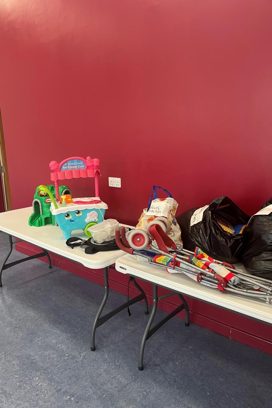 Items on a donations table