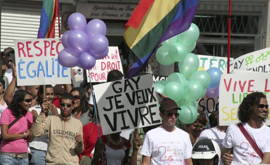 A march for the rights of LGBT people and gender equality in the town of Rose Hill, Mauritius, June 2, 2007.