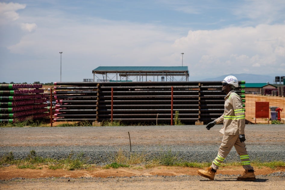 Oil drilling pipes at the Tilenga Industrial Area, which will host the East African Crude Oil Pipeline (EACOP), in Bulisa, Uganda, October 25, 2023.