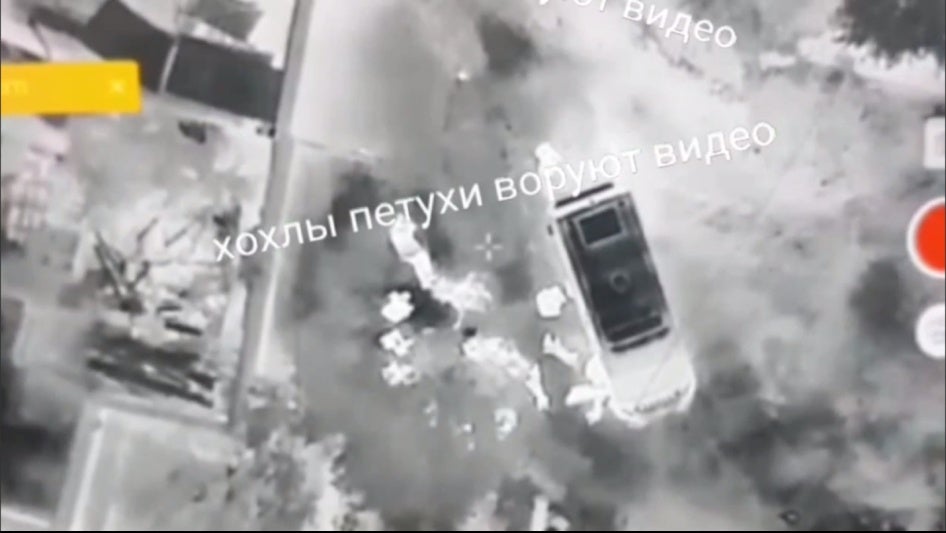 Capture d'écran d'une vidéo prise par un drone, publiée sur la chaîne Telegram « De Marioupol aux Carpates », affiliée à l'armée russe, le 29 octobre 2024.