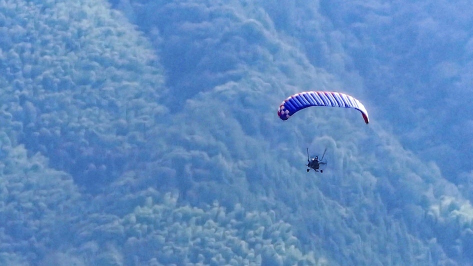 A tourist paramotor in China.