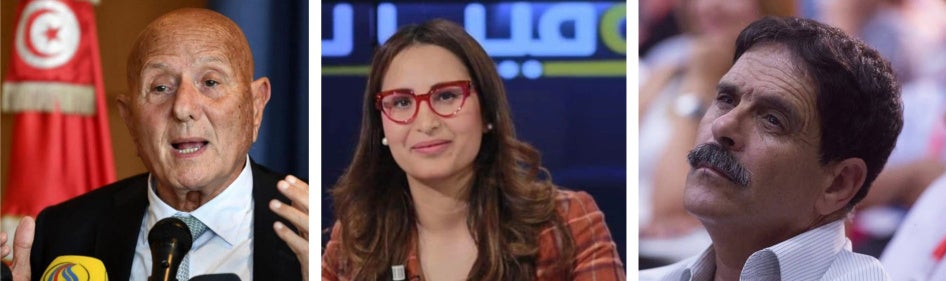 Trois éminentes figures de l’opposition en Tunisie, arrêtées fin novembre et début décembre 2025. De gauche à droite : L’avocat Ahmed Nejib Chebbi, l’activiste Chaïma Issa, et l’avocat Ayachi Hammami.