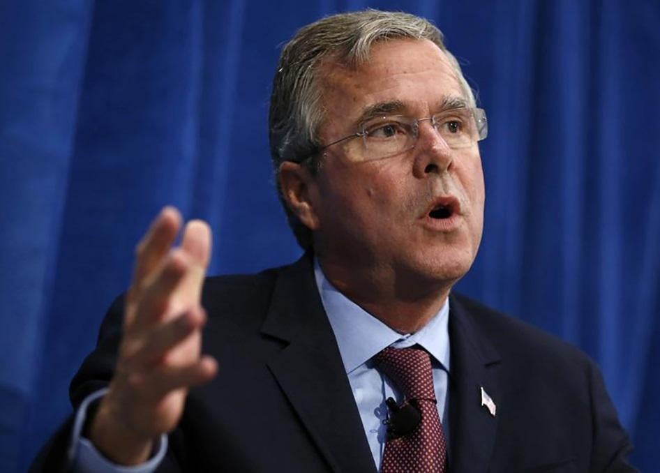 US Republican presidential candidate Jeb Bush speaks at a campaign stop in Davenport, Iowa on August 13, 2015.