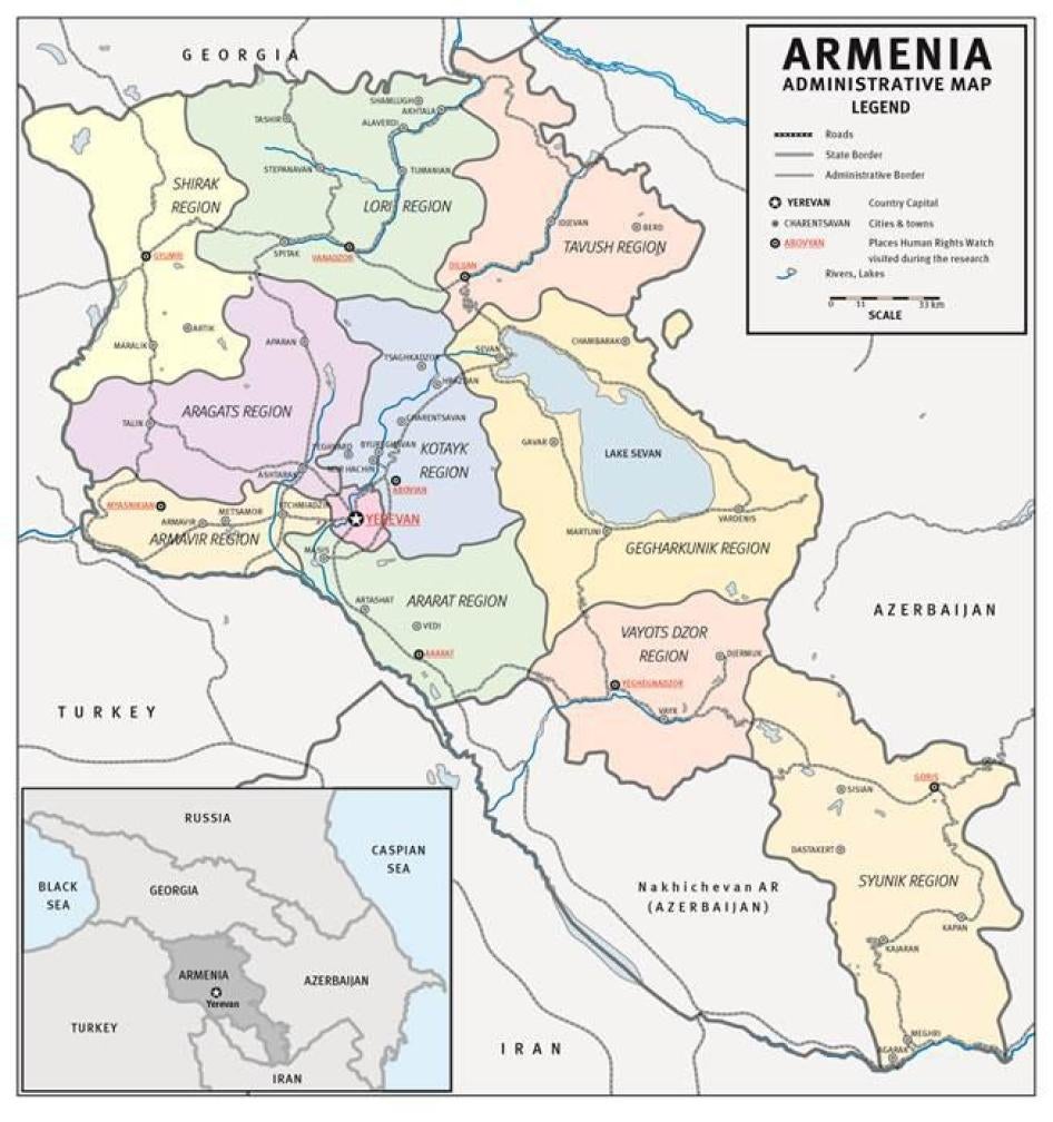 map of armenia
