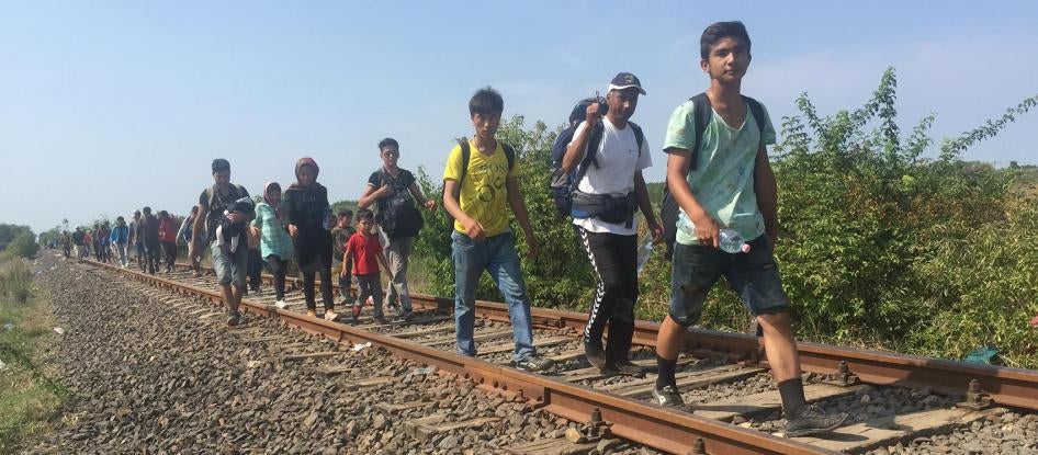 Asylum seekers, including many children